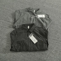 Spring Vertical Striped Brushed 100% Cotton Washed Casual Long Sleeve Shirt Men's Retro Top Versatile Soft Workwear Shirt Coats