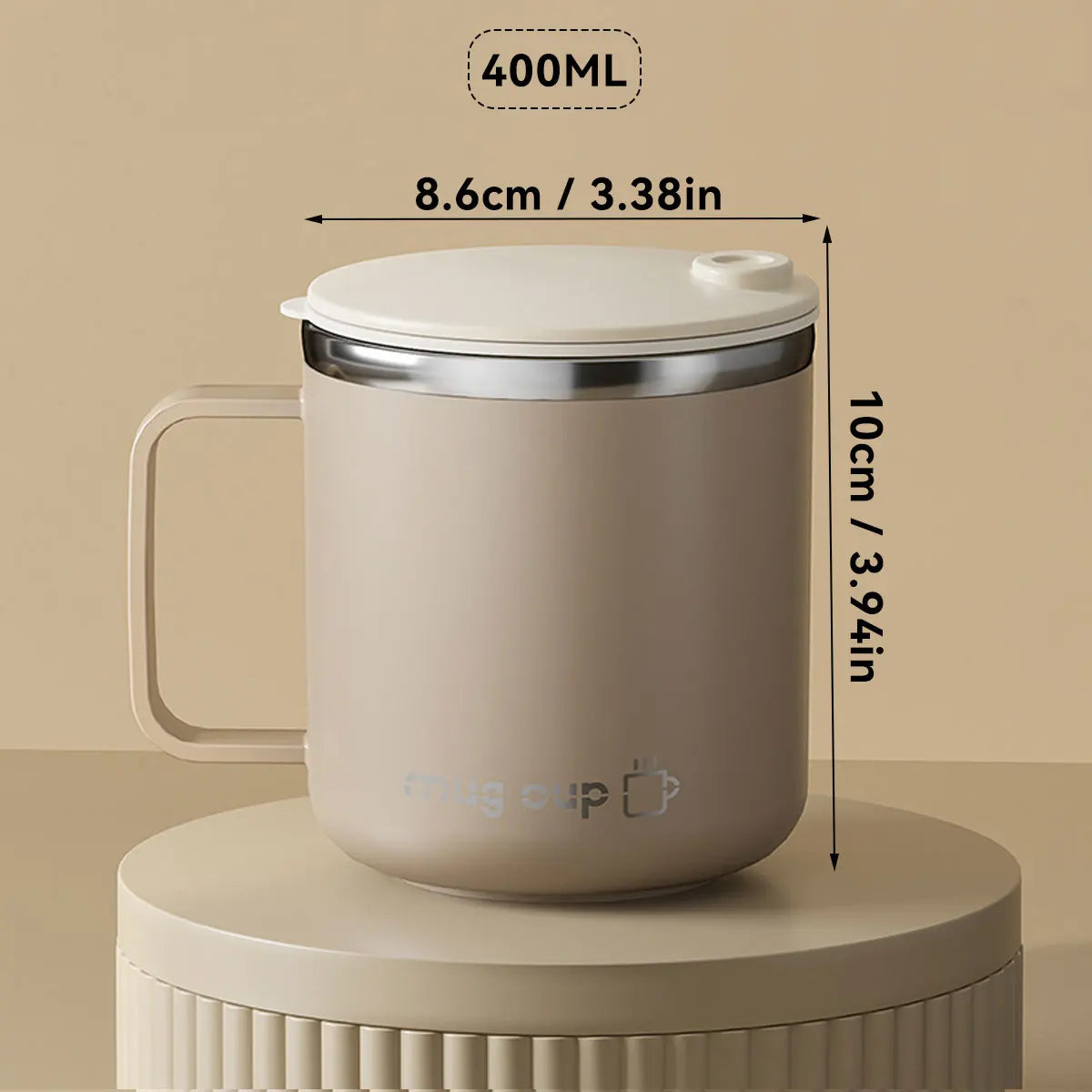 400ML Insulated Coffee Mug With Sliding Lid 304 Stainless Steel Double Wall Water Cup Sealed Milk Coffee Cup Student Drinkware