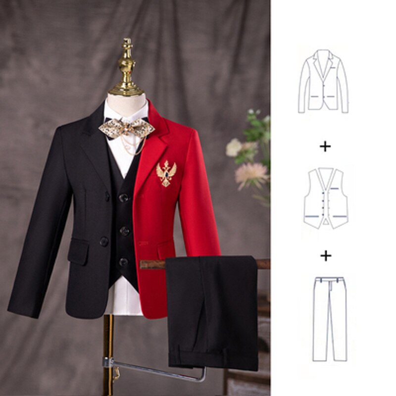 Boys Wedding Suit Children Stage Performance Formal Suit Flower Kids School Graduation Party Set Girl Piano Ceremony Costume