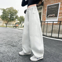 High quality plain color jeans for girls, spring and autumn 2025 new style, medium and large children's pants 4-16year