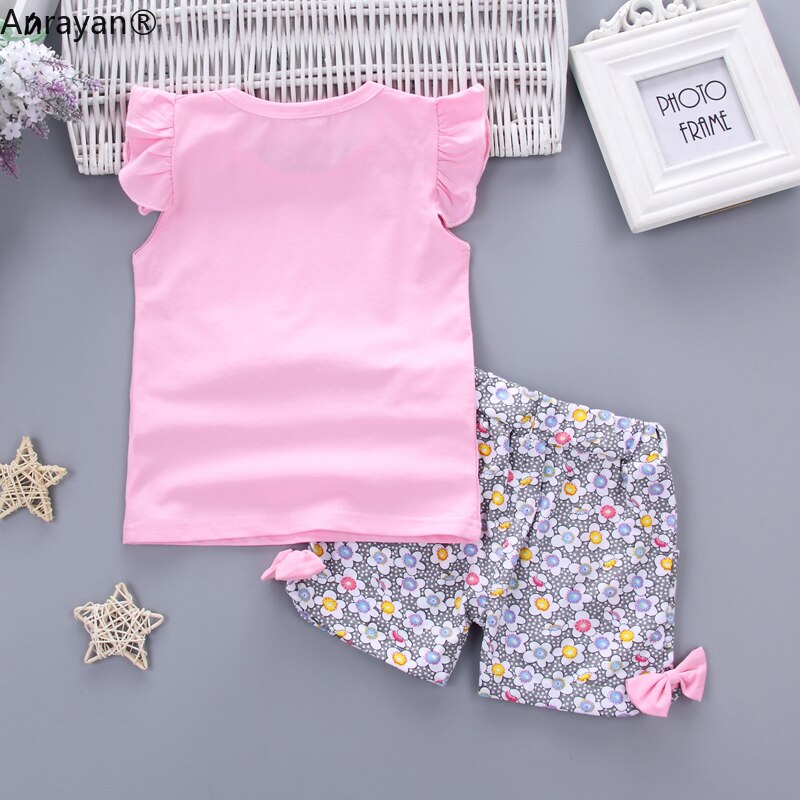 HOT Baby Girls Clothing Outfits Brand Summer Newborn Infant Sleeveless T-shirt Shorts 2pc/Sets Clothes Casual Sports Tracksuits