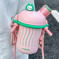Cartoon Cute Stainless Steel Insulation Water Bottle Outdoor Double Drink Thermos Cup Portable Children Vacuum Straw Thermal Cup