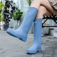 Women's Fashion Rainboots Classic British Commuter Water Boots High Rubber Non-slip Shoes Rain Boots Women