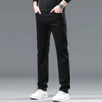 Men Casual Stretch Jeans Male 2025 New Fashion Classic Business Straight Leg Smoke Gray Work Denim Trousers Brand Clothing