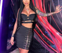2025 New Arrival High Quality Women Sexy Bandage Tops Fashion Pencil Skirts Set Nightclub Party Celebrate Women's Set