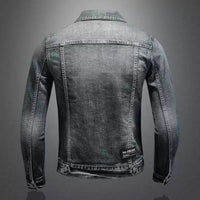 Men's Denim Jacket Vintage Distressed American Style Slim Fit Motorcycle Jacket Workwear Casual Coat Spring Autumn