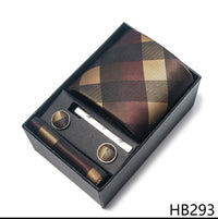 2025 New Design Fashion Brown Paisley Tie Handkerchief Cufflink Set For Men Necktie Clothing Accessories Birthday Present