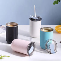 Stainless Steel Coffee Cup 300ML Mug with Lid Simple Insulated Coffee Mug Thermal Bottle Heat-resistant Thermos Mug Drinkware