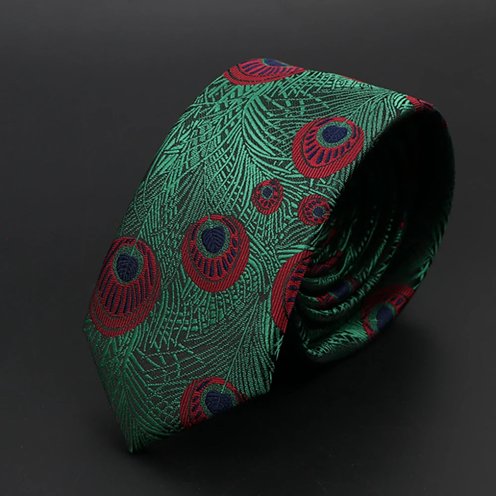 New Men Ties Solid Color Stripe Print Floral 6cm Jacquard Business Neckties Narrow Skinny Tie Wedding Prom Daily Wear Accessory
