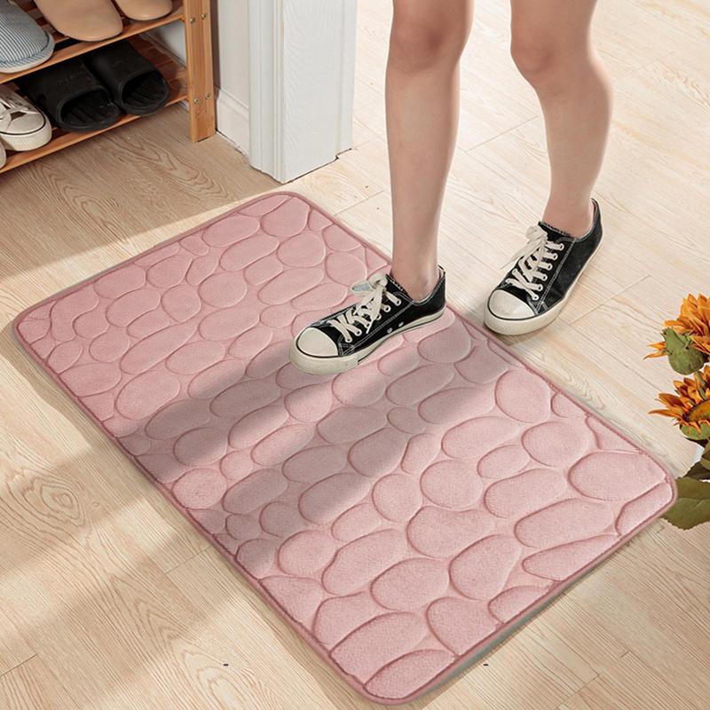 Foot Mat Coral Fleece Floor Mat Household Memory Foam Embroidered Bathroom Thickened Absorbent Floor Mat Door