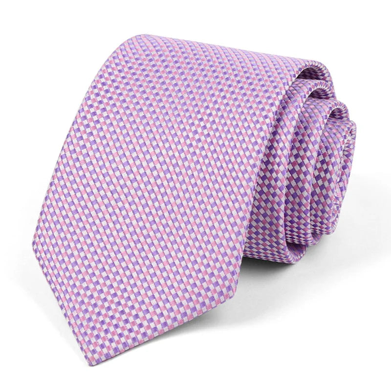 Luxury 8CM Mens Necktie Purple Color Stripes Floral Plaid Solid Dot Ties For Man Groom Neck Tie For Business Wedding Party