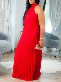 Red Plus Size Dresses 4XL 5XL Halter Long Loose Chiffon Outfits Pullover Sleeveless Evening Birthday Cocktail Party Gowns 2023