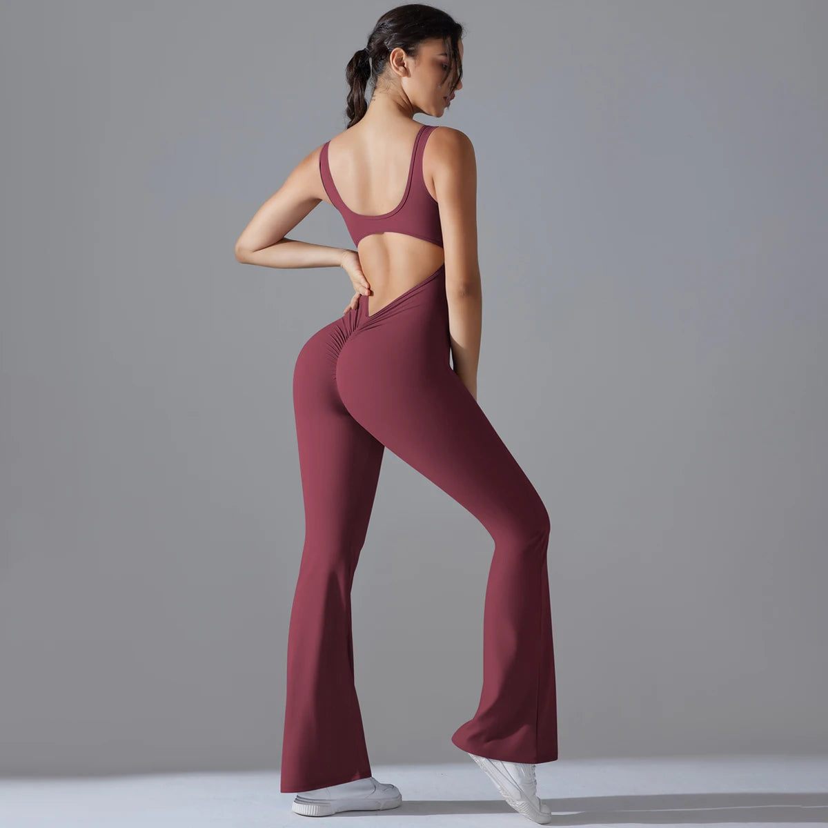 Sexy Back V Jumpsuit Gym Set Women Training Yoga Suit Sportswear Women Sports Jumpsuit Fitness Rompers Stretch Workout Bodysuits