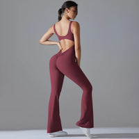 Sexy Back V Jumpsuit Gym Set Women Training Yoga Suit Sportswear Women Sports Jumpsuit Fitness Rompers Stretch Workout Bodysuits