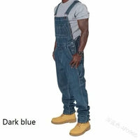 Mens Jeans Overalls Men Pockets Casual Loose Long Denim Pants Slim Splice Straight Rompers Autumn