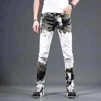 Jeans for Men Trousers White Skinny Slim Fit Man Cowboy Pants Tight Pipe Designer Stacked Japanese Street Style Aesthetic Goth