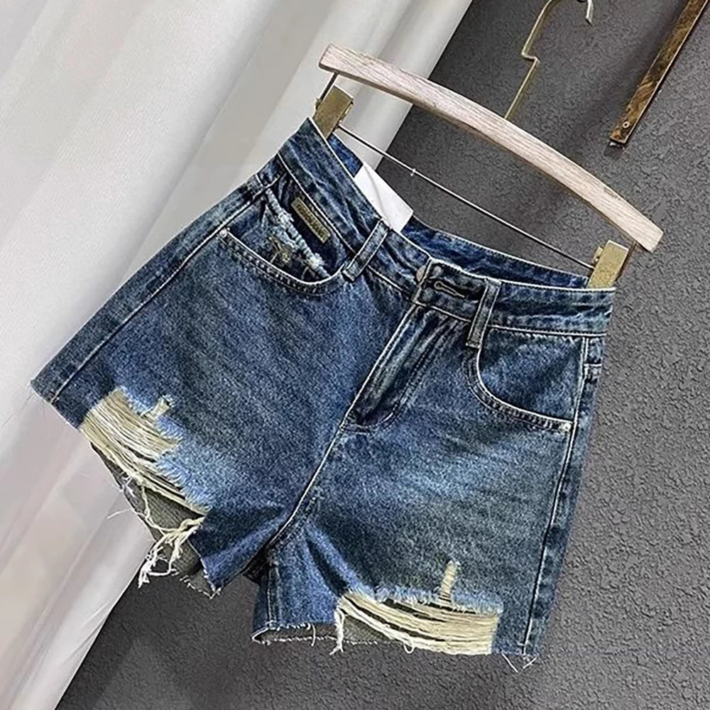Denim Shorts for Women Summer Casual Tassel Ripped Shorts 2026 New Fashion High Waist Denim Jeans Y2K Hot Pants Streetwear