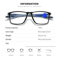 Anti-blue Light Reading Glasses Ultralight TR90 Sport Presbyopia Eyeglasses Women Men Far Sight Optical Eyewear Diopters To +4.0