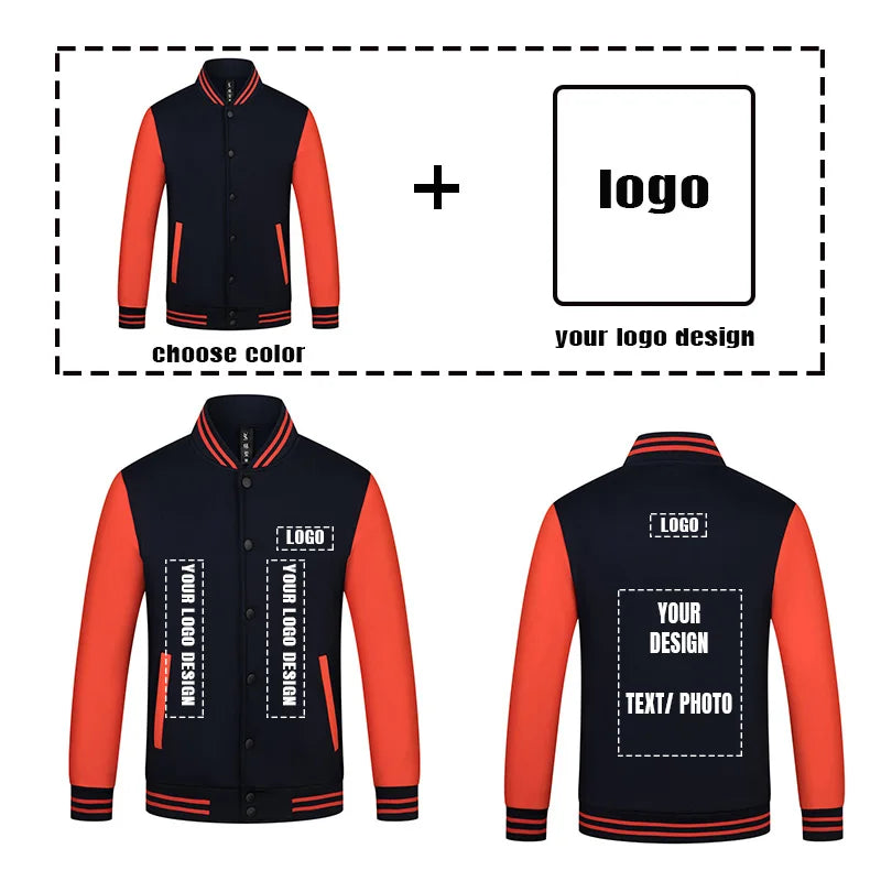 Mens Jacket Trend New Button Casual Coats Round Neck Baseball Uniform  Spring And Autumn Tide Brand Clothes Print LOGO LS-2211