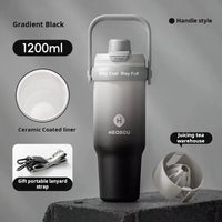 1pc Stainless Steel Ice Tumbler 1200ml Insulated Cup With Handle & Straw Keeps Cold For 24 Hrs Car Insulation Cup Coffee Water