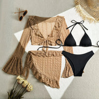 2025 new lace mesh four-piece swimsuit split bikini swimsuit
