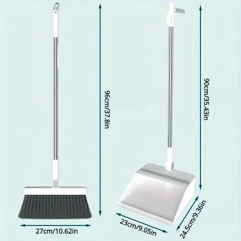 1 Set Household Broom And Dustpan Set Durable Sweeping Broom And Dustpan With Long Handle For Home Office School Dorm