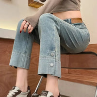 Woman Jeans High Waist Straight Leg Denim Pants for Women  Fitted Vintage Chic and Elegant Unique 90s Teenagers Vibrant Trousers