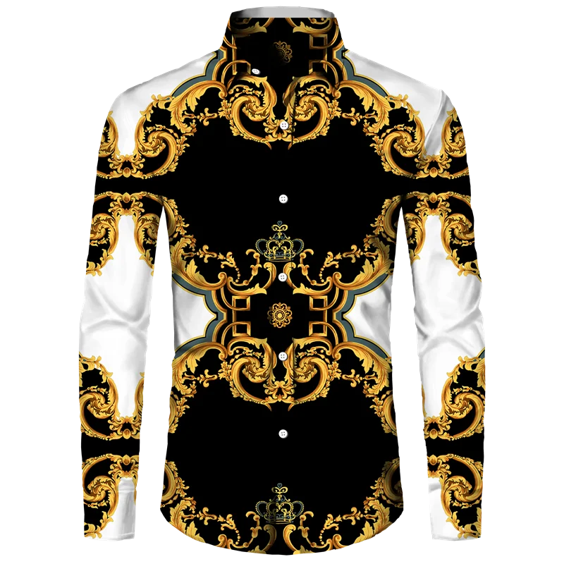 Men's Long Sleeved Button Up Shirt Autumn Comfortable Lapel Shirt Retro Ethnic Style Mens Long Sleeved Trend Street Men Clothing