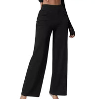 Women Jeans Elastic High Waist Slim Fit Slightly Flared Pull-On Wide Leg Long Denim Pants With Pockets Solid Color Female Jeans