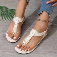 Thong Sandals for Women 2024 Summer Simple Fashionable Flats Outdoor Beach Shoes Casual Ladies Rome Sandals Sandalias De Mujer