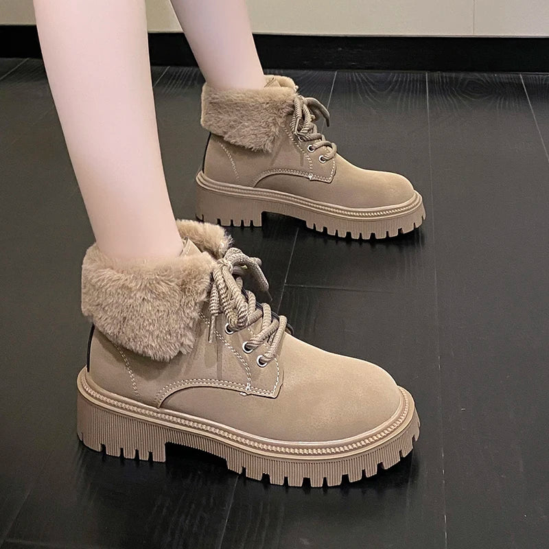 Winter padded warm cotton shoes, versatile and fashionable high-top women's shoes
