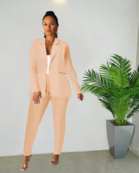 Office Lady Solid Blazer Suit Elegant Two Piece Set Single Button Long Sleeve Coat Pencil Pants Fashion Business Work Uniforms