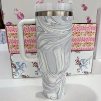 Stainless Steel Vacuum Insulated Car Cup with Dual Straw Lid, Thermal Icy Travel Handle 40oz New