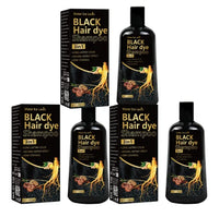 Black Hair Dye Shampoo 3in1 with Ginger & Biotin - Long Lasting Color & Gray Coverage for Vibrant Hair