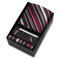Luxury 8cm Tie For Men Handkerchief Cufflink Tie Clip Set Man Wedding Gravata Suit Accessories Brand Business Necktie Box Gift