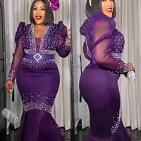 African Turkey Mermaid Dresses For Women Plus Size Evening Gowns Puff Sleeve Dress Wedding Party Robe Ankara Ladies Outfits