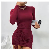 New Dresses 2025 Woman Fashion Summer Elegant Lace Up Dress Solid Pleated Slim Fit Party Bodycon Female Sexy Mini Skirt