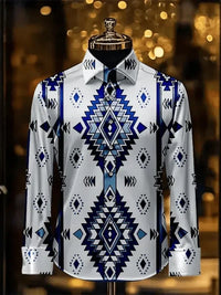 New light luxury palace style iris flower shirt 3D printed men's long sleeved shirt single breasted slim fit top