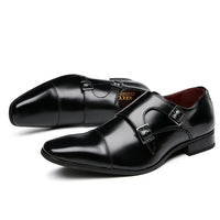 Leather Men Dress Shoes Loafers 2022 New Double Strap Buckles Designer Casual Leather Shoes for Men Business Formal Wedding Shoe