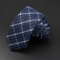 Classic Black Grey Plaid Cotton Necktie 6cm Slim Fashion Skinny Tie Men Tuxedo Suit Party Business Casual Accessory Cravat Gift