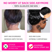 Invisi Strap 360 Glueless Full Lace Front Wigs Human Hair HD Straight 13x4 Lace Frontal Wig Pre Plucked Drawstring Wig for Women