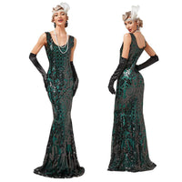 Women Mermaid 30s 1920s Flapper Gatsby Gown Cocktail Dress Party Long Wedding Evening Formal Dress Angel-Fashion Wear Gowns