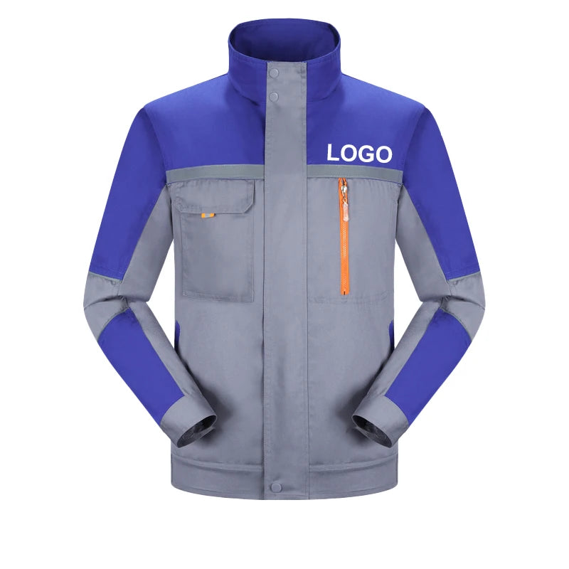 Mens Factory Work Shirt Uniform Long Sleeve Turn-Down Collar Workwear Motor Mechanic Repair Workshop Two-pocket T-shirts Tops