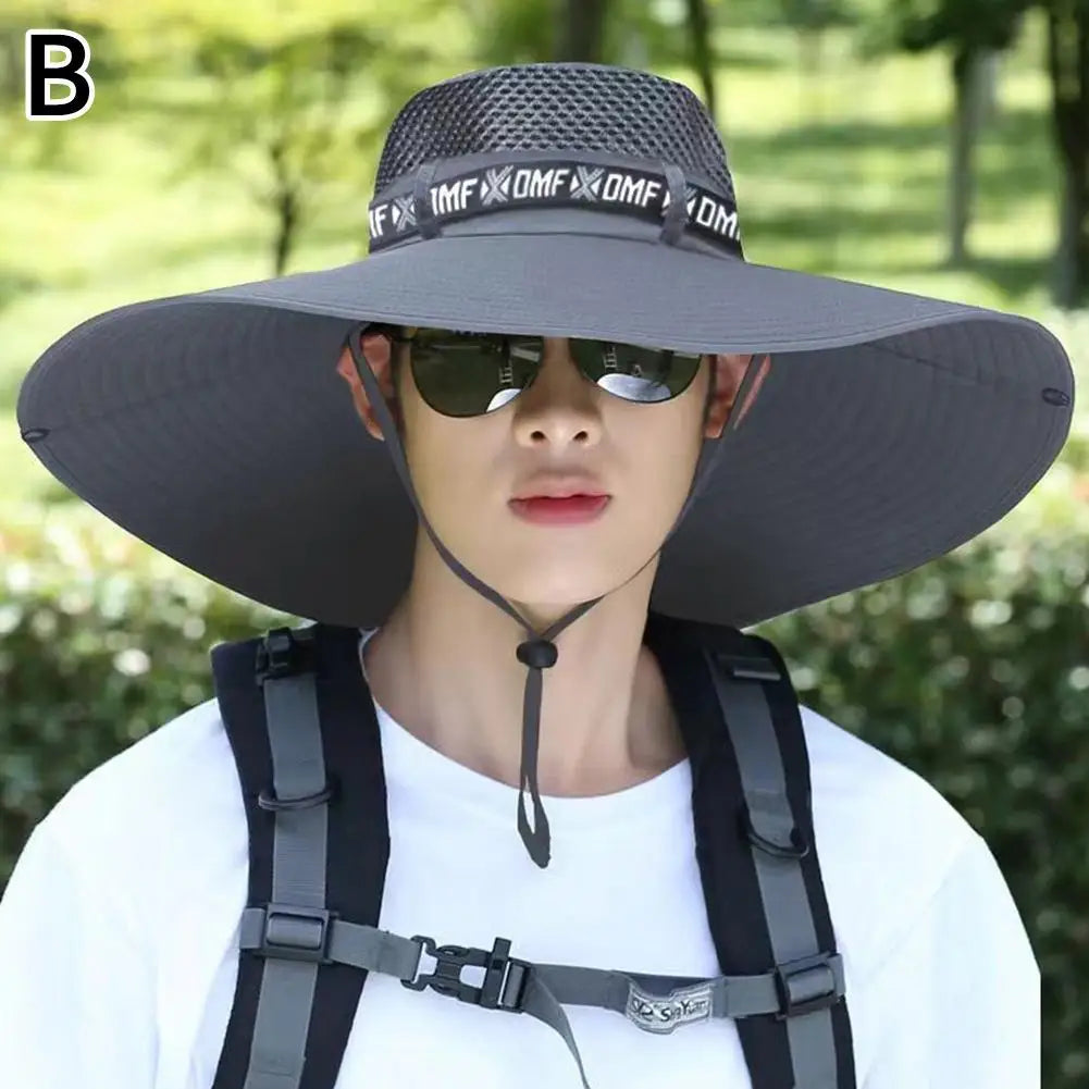 1pc Fishing Hat for Men & Women, UPF 50+ Sun Protection Mesh, Wide Brim for Hiking Beach, Breathable Summer Outdoor Cap