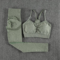 2 Piece Seamless Yoga Set Sports Tracksuit Women Gym Two Piece Set Clothing Fashion Fitness Suits Outfit Bra Leggings Sportswear