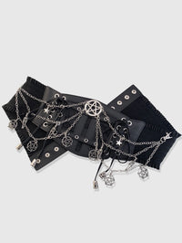 HERSHINE Women's Black Fashion Star Chain Elastic Wide Waist Belt, Y2K Gothic Punk Harajuku Rock Hip Hop Accessory，spring，summer