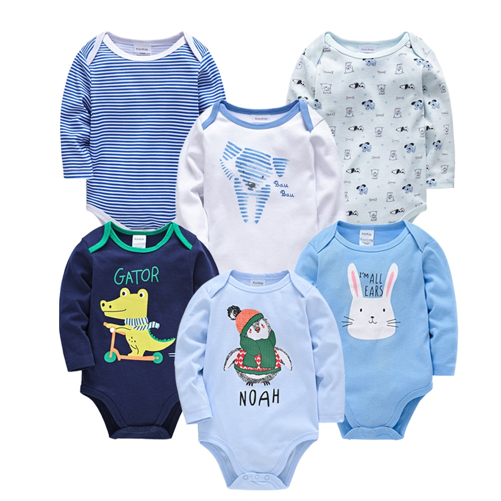 Kavkas Baby Boys Girls Bodysuit 6 PCS 3 PCS Long Sleeve 100% Cotton Baby Clothes 0-12 months Newborn body bebe Jumpsuit Clothing