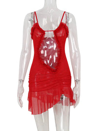 Ahagaga Sexy Skinny Women's Mini Dressess Solid Fashion Deep V-Neck Folds Slim Fit Camisloe Sleeves Streetwear Vestidos Robes