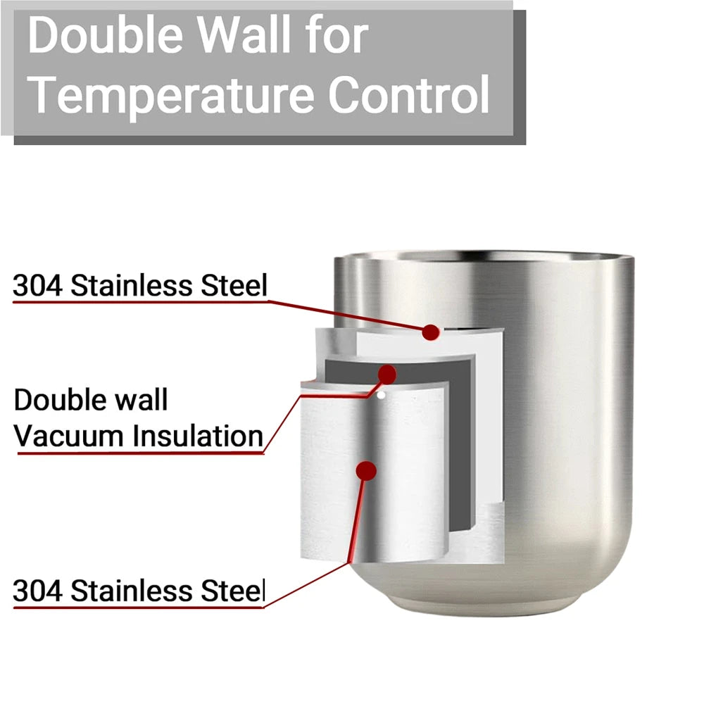 Set of 2 Mugs 9oz Stainless Steel Insulated Metal Cups Double Wall Tumbler Water Cup 280ml for Home Restaurant Camping Drinkware