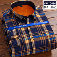Autumn and Winter Men's Long-sleeved Fleece Shirt Thermal Shirt Plaid Jacket Clothes Men's Clothing Streetwear Men Shirts